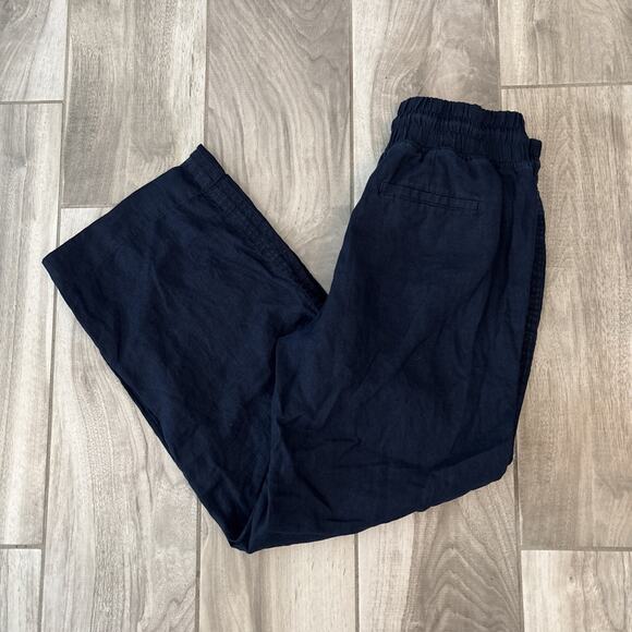 Quince Women's Small Blue European Linen Wide Leg Pull On 27” Pants Drawstring - Picture 1 of 8